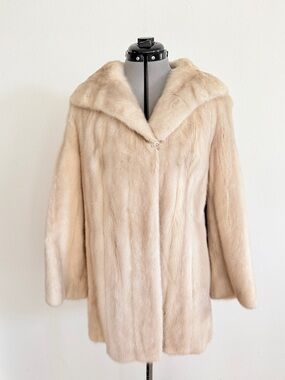 Vintage Pearl Genuine Mink Fur Coat Women's Lockwood Furs Knee Length Size M